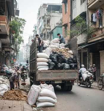 Dịch vụ vận chuyển đất trạc, trạc thải, rác thải đóng bao tại phường Hà Đông, Hà Nội