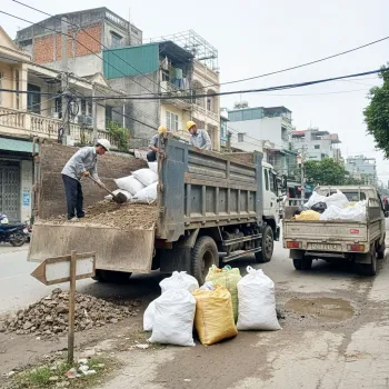 Dịch vụ vận chuyển đất trạc, trạc thải, rác thải đóng bao tại phường Yên Sở, Hà Nội