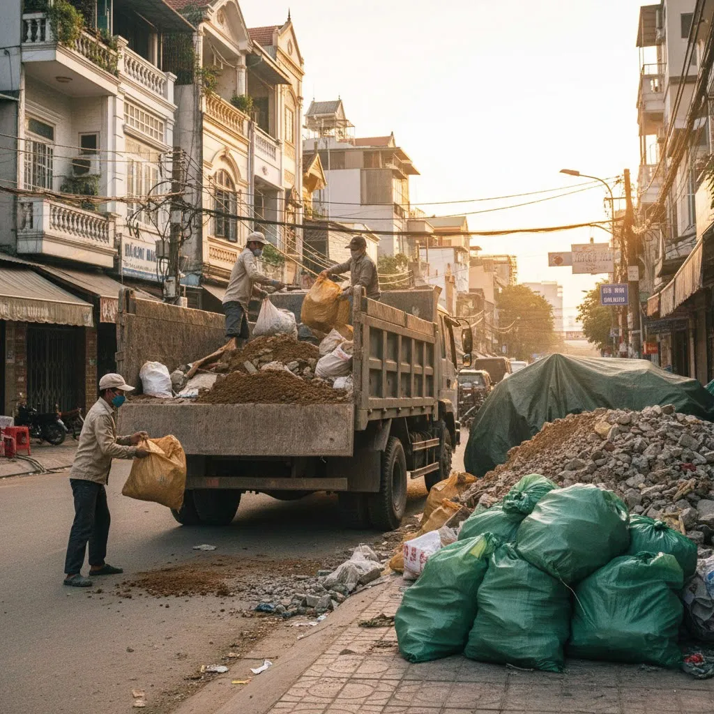 Nhận vận chuyển đất trạc, trạc thải, rác thải đóng bao tại phường Bạch Mai, Hà Nội.