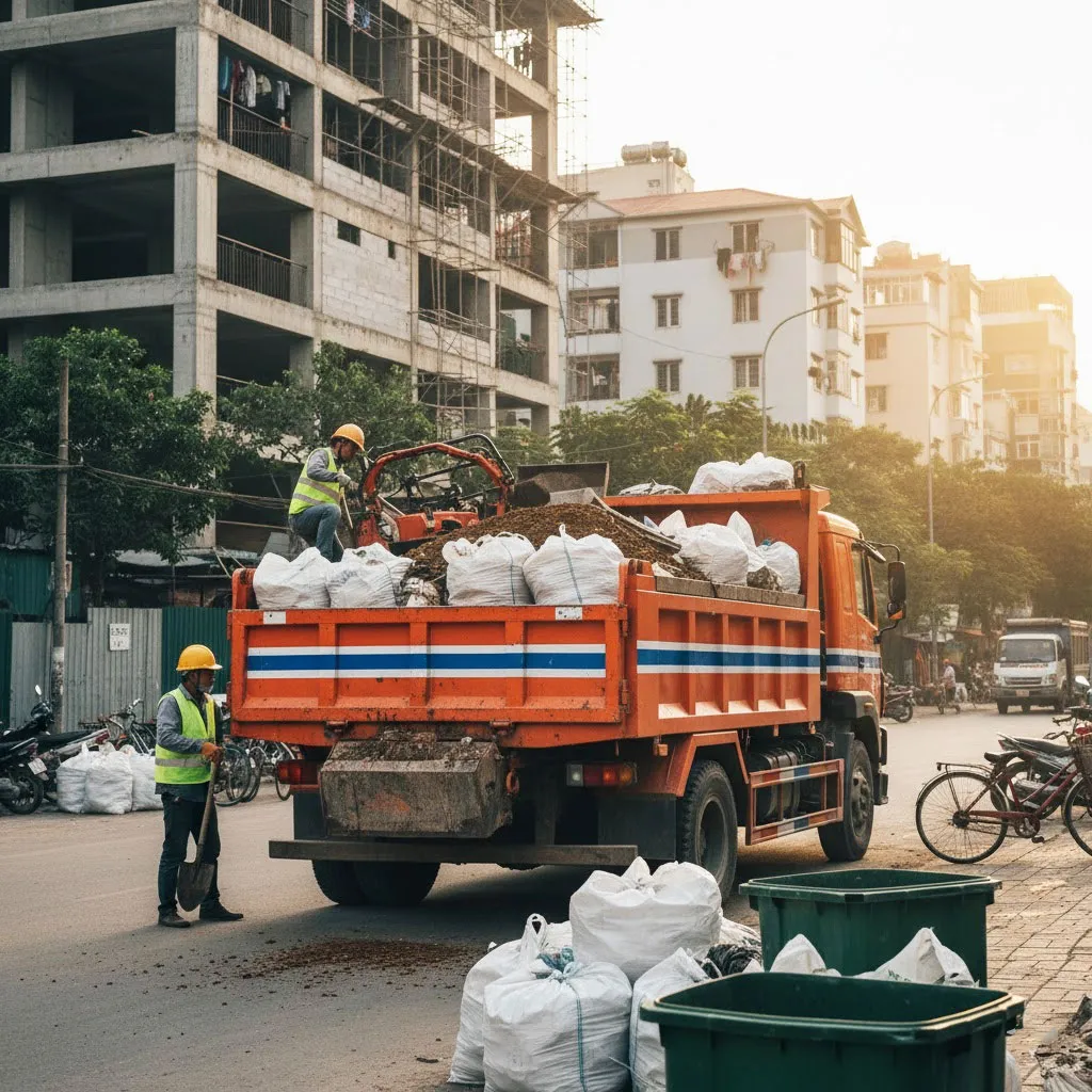 Nhận vận chuyển đất trạc, trạc thải, rác thải đóng bao tại mọi địa điểm tại phường Định Công, Hà Nội