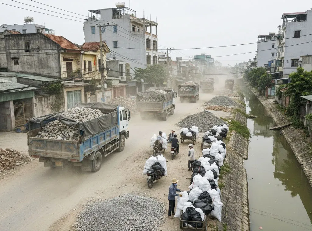 Xây dựng Việt Linh chuyên thu gom, xúc, vận chuyển đất trạc, đất thừa, đất đào móng từ công trình xây dựng, cải tạo nhà ở, khu dân cư.
