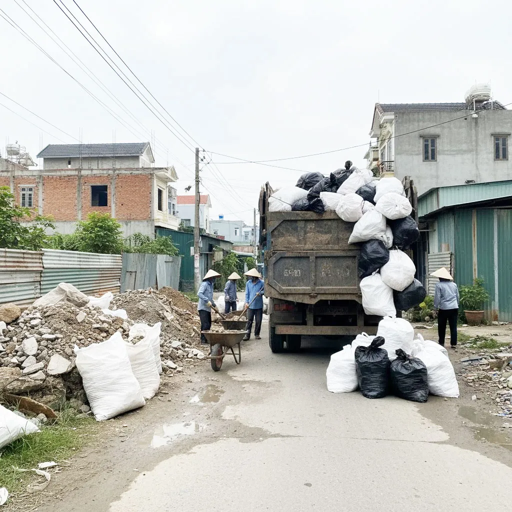 Xây Dựng Việt Linh vận chuyển đất trạc, trạc thải, rác thải đóng bao tại mọi địa điểm tại phường Dương Nội, Hà Nội.
