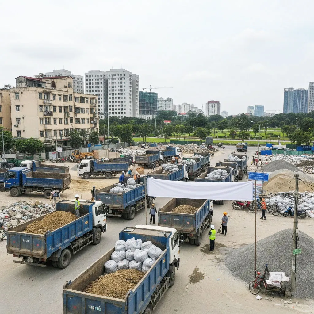 Nhận vận chuyển đất trạc, trạc thải, rác thải đóng bao tại mọi địa điểm tại phường Hoàng Liệt, Hà Nội