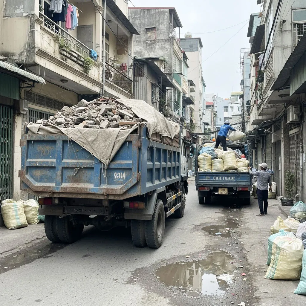 Nhận vận chuyển đất trạc, trạc thải, rác thải tại mọi địa điểm tại phường Hoàng Mai, Hà Nội.