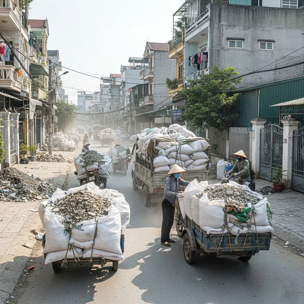 Xây Dựng Việt Linh vận chuyển đất trạc, trạc thải, rác thải đóng bao tại mọi địa điểm ở phường Phú Diễn, Hà Nộ