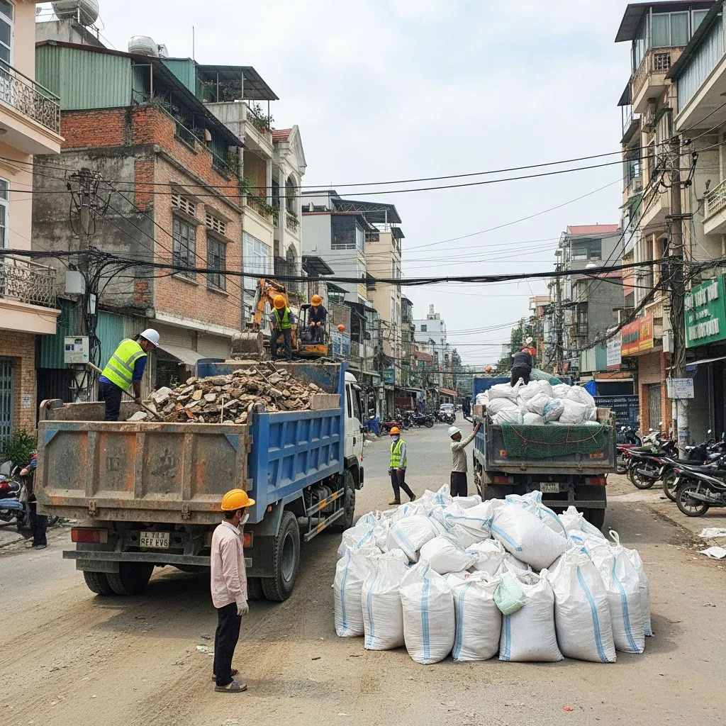 Nhận vận chuyển đất trạc, trạc thải, rác thải đóng bao tại tất cả các địa điểm tại phường Vĩnh Tuy, Hà Nội