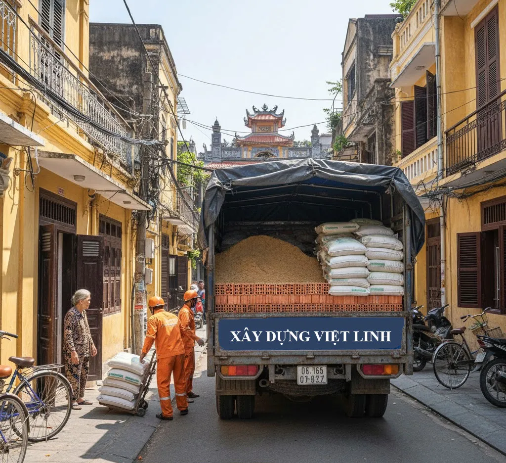 Nhận giao vật liệu xây dựng đến tất cả các tuyến phố, ngõ ngách trong địa bàn Văn Miếu - Quốc Tử Giám.