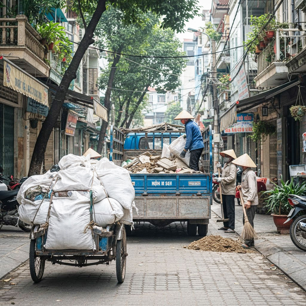 Dịch vụ vận chuyển đất trạc, trạc thải, rác thải đóng bao tại phường Bạch Mai, Hà Nội