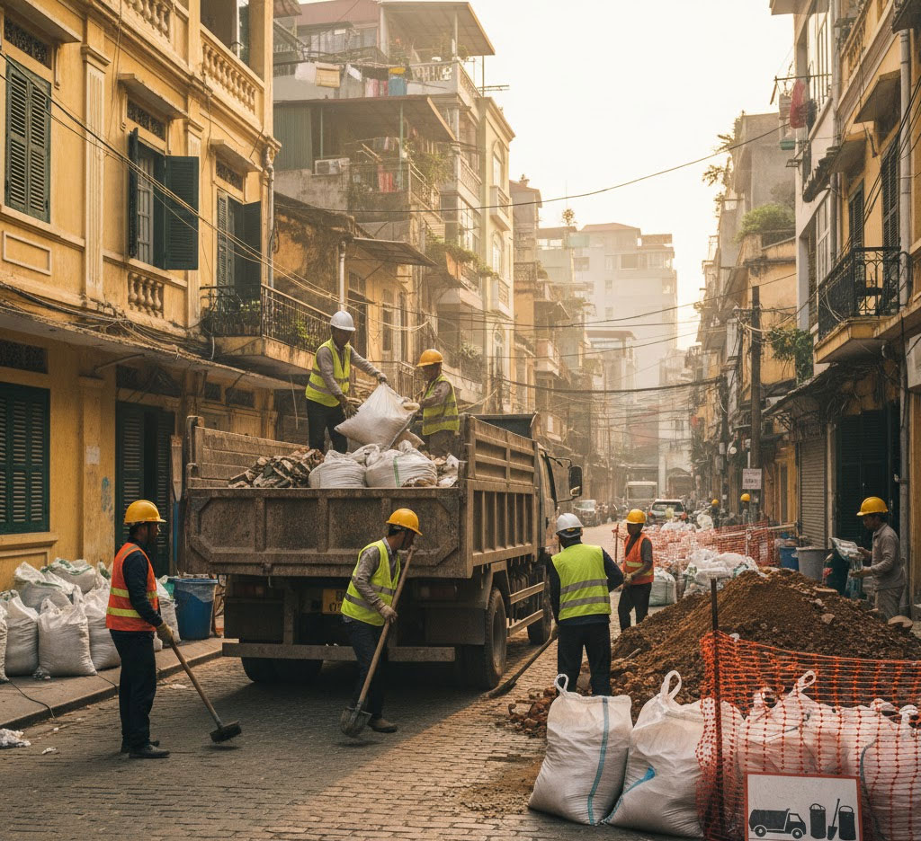 Dịch vụ vận chuyển đất trạc, trạc thải, rác thải đóng bao tại phường Cửa Nam, Hà Nội