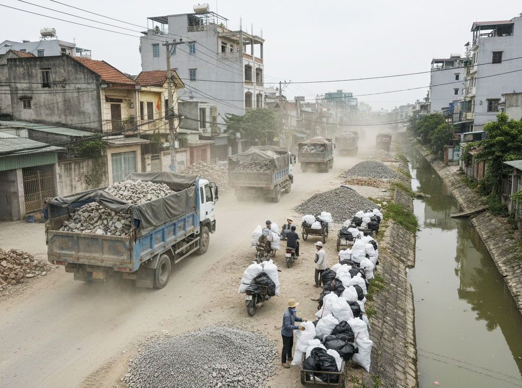 Dịch vụ vận chuyển đất trạc, trạc thải, rác thải đóng bao tại phường Đông Ngạc, Hà Nội
