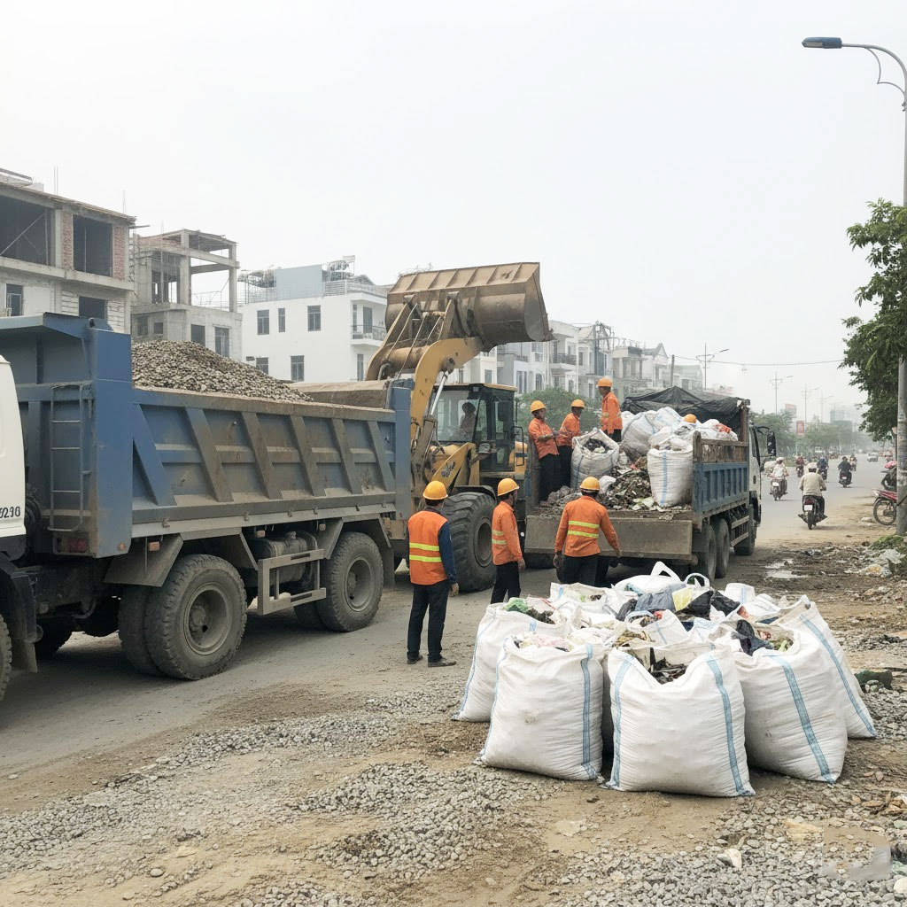 Dịch vụ vận chuyển đất trạc, trạc thải, rác thải đóng bao tại phường Kiến Hưng, Hà Nội