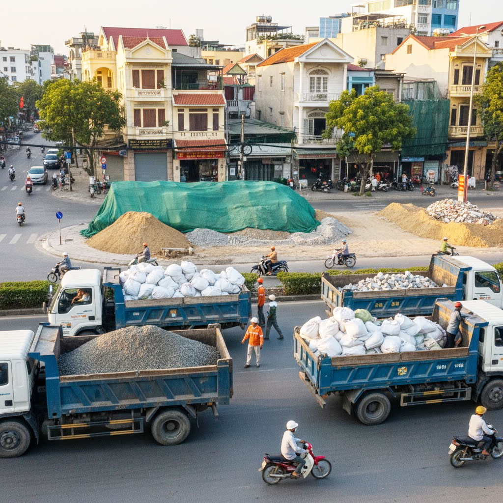 Dịch vụ vận chuyển đất trạc, trạc thải, rác thải đóng bao tại phường Láng, Hà Nội