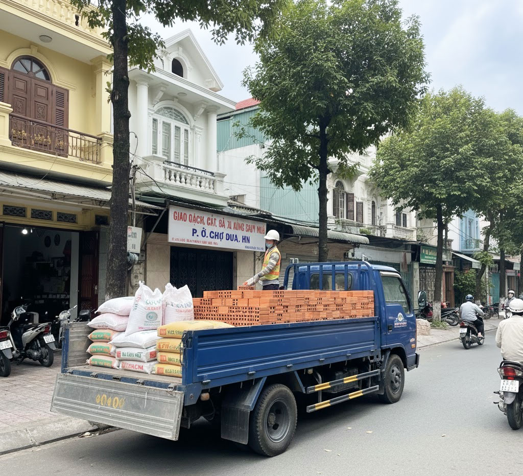 Dịch vụ giao gạch, cát, đá, xi măng đóng bao tận nhà tại phường Ô Chợ Dừa, Hà Nội