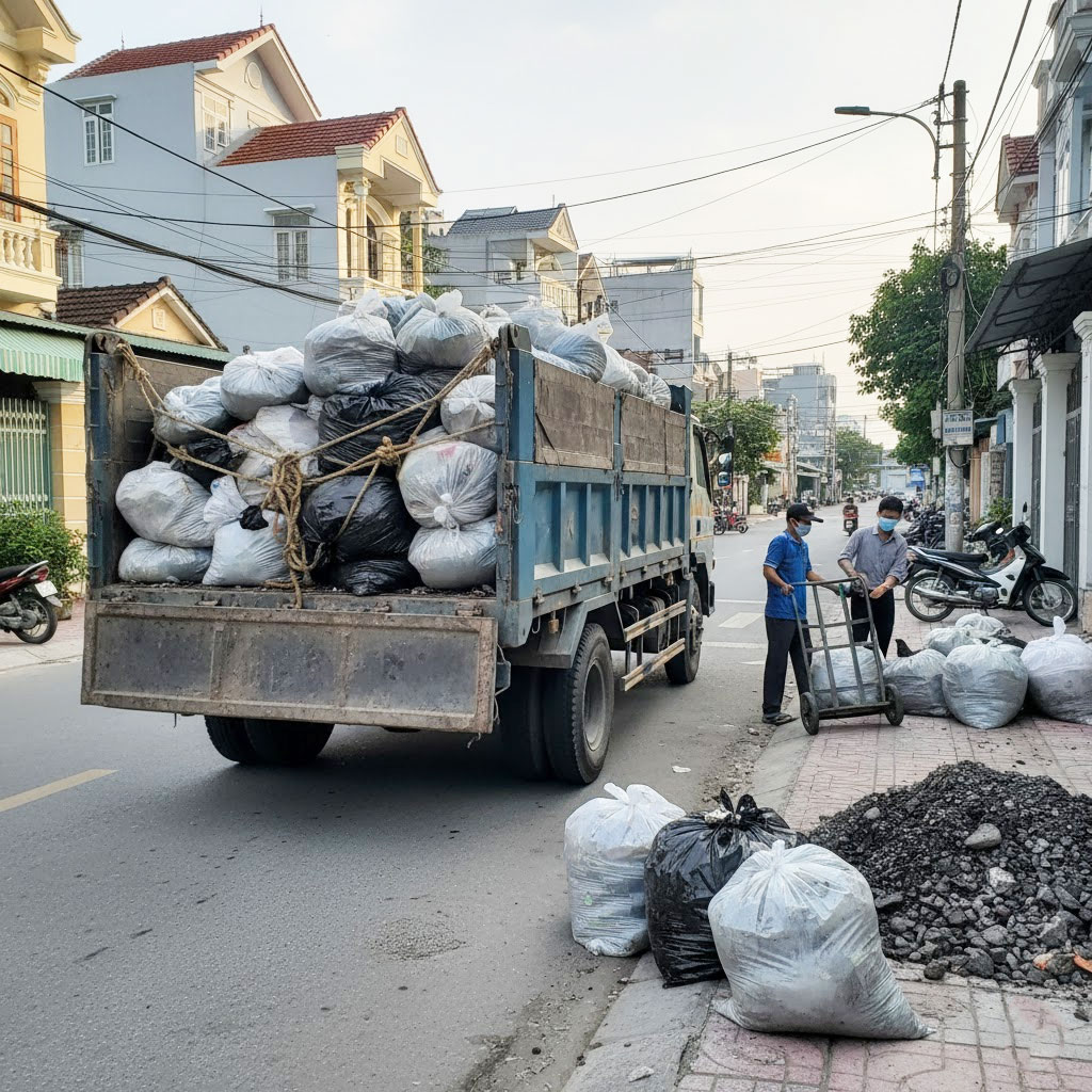 Dịch vụ vận chuyển đất trạc, trạc thải, rác thải đóng bao tại phường Phú Lương, Hà Nội