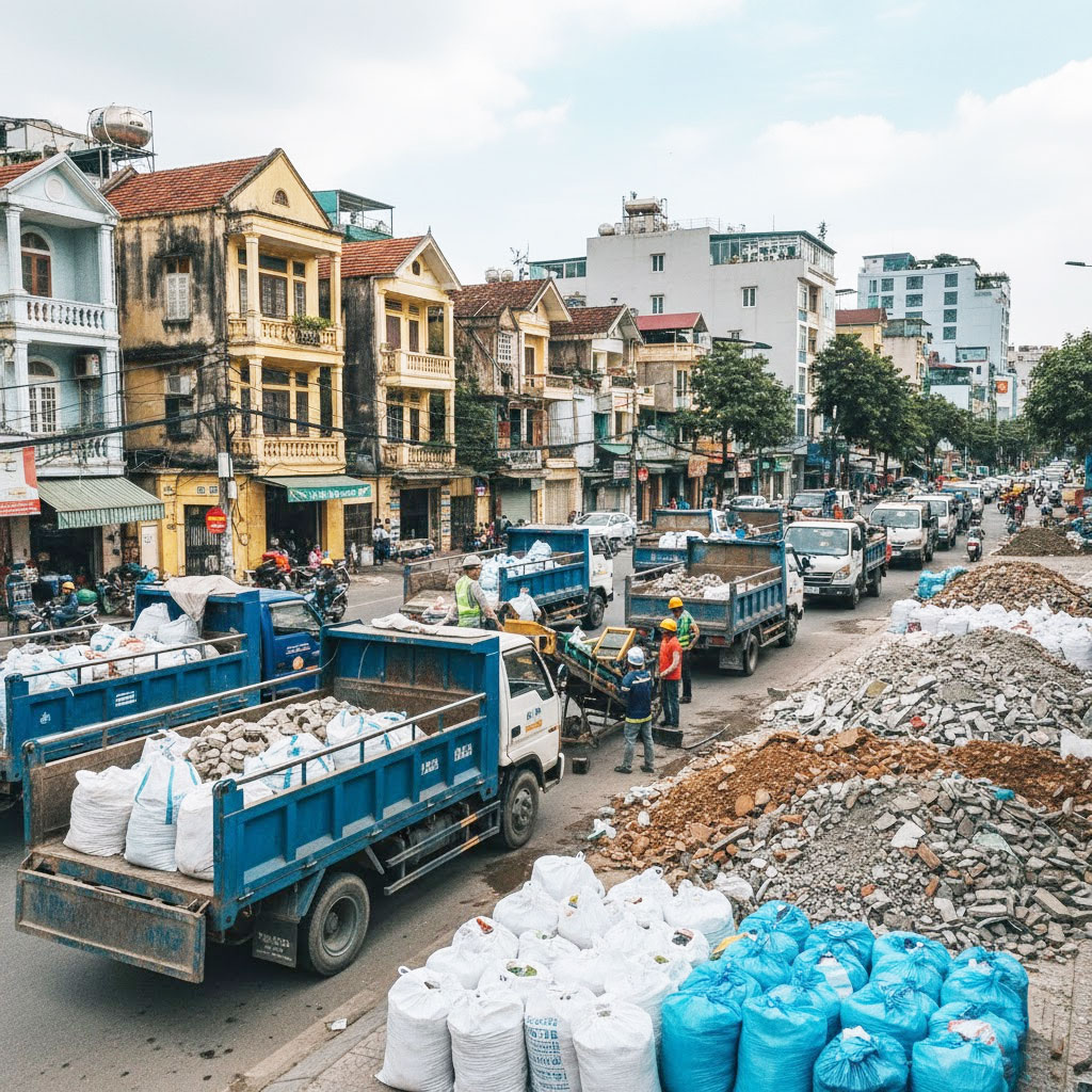 Dịch vụ vận chuyển đất trạc, trạc thải, rác thải đóng bao tại phường Phương Liệt, Hà Nội