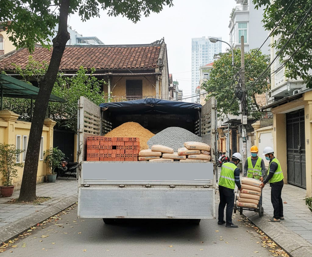 Dịch vụ giao gạch, cát, đá, xi măng đóng bao tận nhà tại phường Tây Hồ, Hà Nội