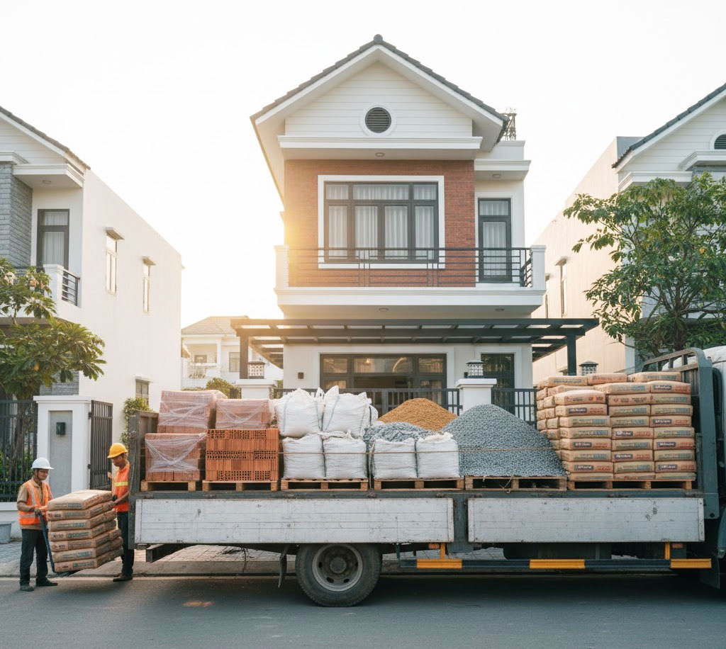 Dịch vụ giao gạch, cát, đá, xi măng đóng bao tận nhà tại phường Thượng Cát, Hà Nội