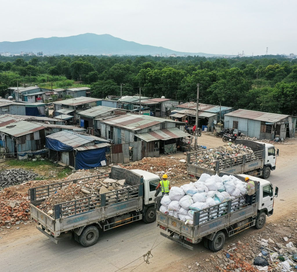 Dịch vụ vận chuyển đất trạc, trạc thải, rác thải đóng bao tại phường Thượng Cát, Hà Nội