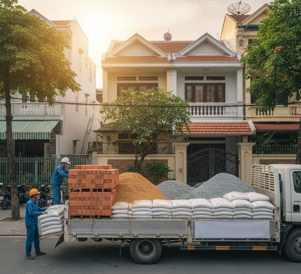 Dịch vụ giao gạch, cát, đá, xi măng đóng bao tận nhà tại phường Xuân Đỉnh, Hà Nội