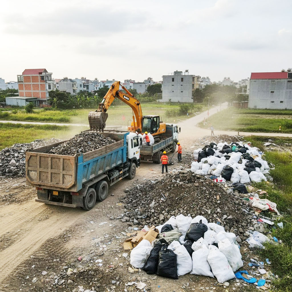 Dịch vụ vận chuyển đất trạc, trạc thải, rác thải đóng bao tại phường Xuân Phương, Hà Nội